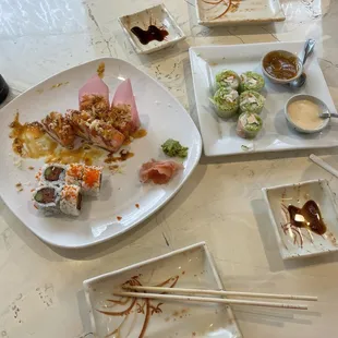 Tuna roll, spring roll &amp; special Baan Thai roll.