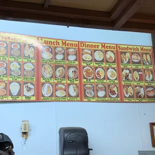 Menu as of March 2019