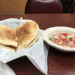 Salad and pita bread