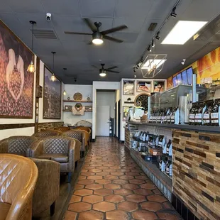 View from doorway to back restroom area.