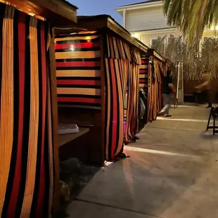 Peaceful outdoor seating. Each tent has its own heater!