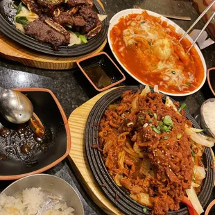 a variety of dishes on a table