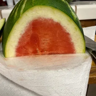 a watermelon cut in half