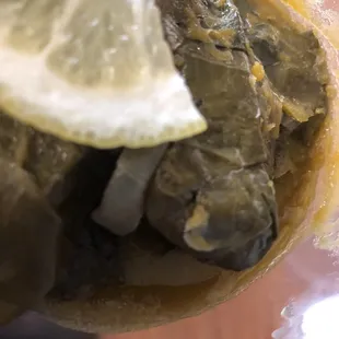 Grape leaves the grease just rolling around they were hard as a brick!!