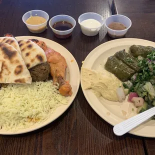 All you can eat for under $20. Round one of buffet: chicken kabob, curry chicken, gyro, rices, pita, hummus, grape leaves, tabbouleh.