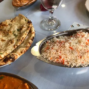 saffron rice and garlic naan