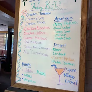 Today&apos;s lunch buffet menu!