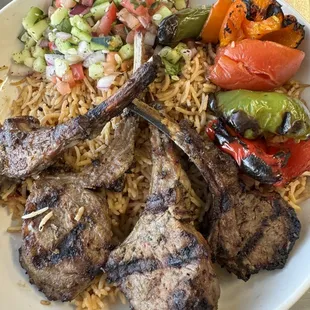 Grilled lamb chops plates