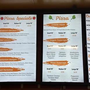 Pizza Menu
