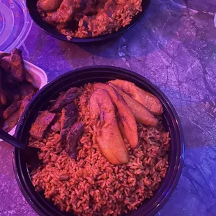 Jollof Rice and Plantain with suya