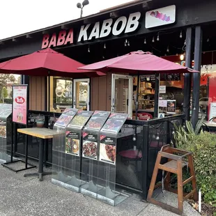 Outside: Storefront and dining patio