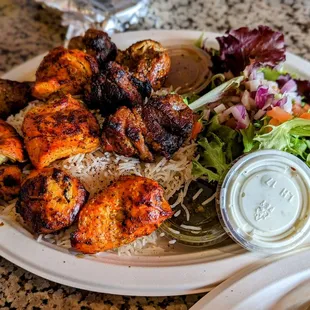 Lamb Kabob and Chicken Kabob Plate