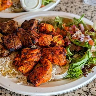 Beef Kabob and Chicken Kabob Plate