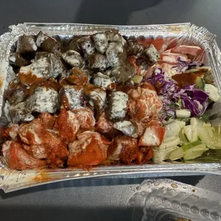 Lamb &amp; Chicken Mix Over Rice platter