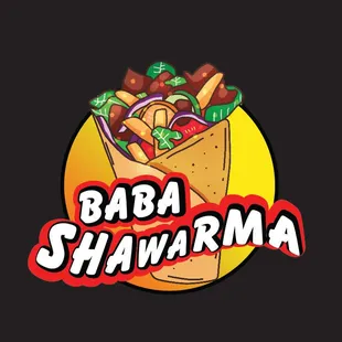 a burrito with the words baba shawarma