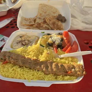Chicken kabob and hummus.  Was amazing!!! Loaded plates!!! Best quality for your buck.  Very friendly staff. Highly recommend