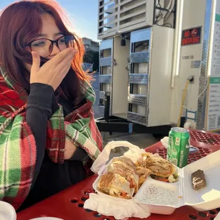 Lamb gyro being devoured by a wilderness animal in her natural habitat