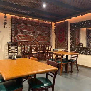 Ambiance! I truly crave the food here! Great service!