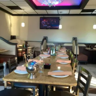 New dining room with a flat screen TV.