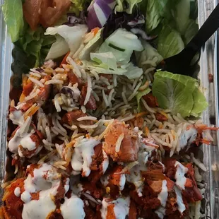 Chicken w/ red and white sauce