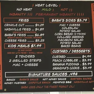 Wall menu