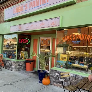 Photo of the front of the restaurant. We loved their colors and branding!