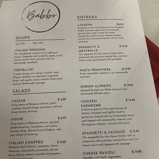 Lunch menu