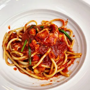 a plate of spaghetti with meat and sauce