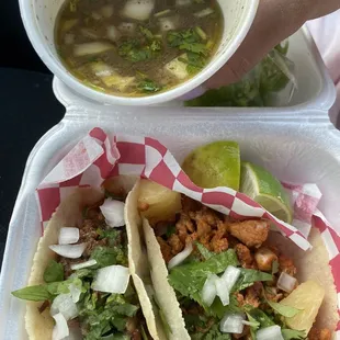 pork and beef tack , very juicy and flavorable. definitely my go to place for tacos!