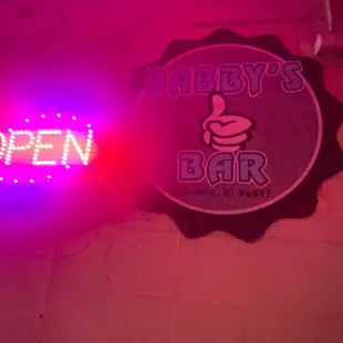 Babby's Bar signature sign.