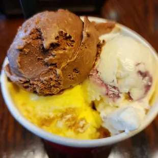 Chocolate peanut butter, blueberry basil and lemon bar