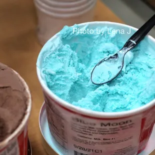 Blue Moon Ice Cream - "Bright blue, berry flavored ice cream"