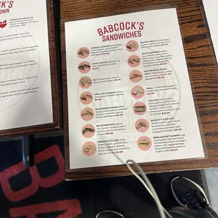 Sandwich Menu