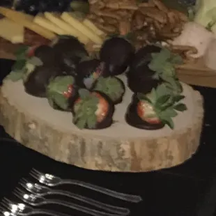 Chocolate dipped strawberries that look like a 5yr old dipped them. They looked NOTHING like their photos on their website