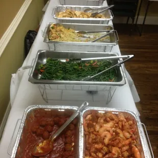 a buffet of food