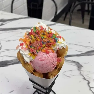 The best Fruity Pebbles waffle ever!!!