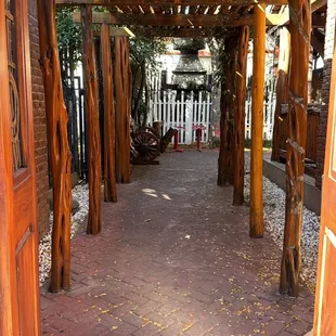 the entrance to the restaurant