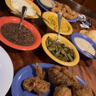 Fried chicken and sides.