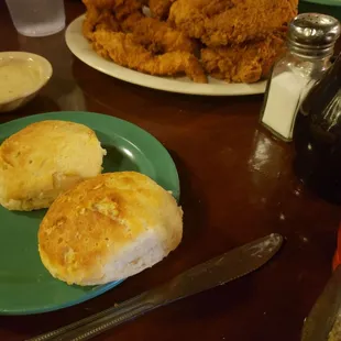 Bisquits, fried chicken
