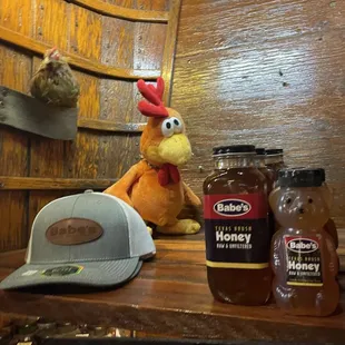 a stuffed chicken and honey