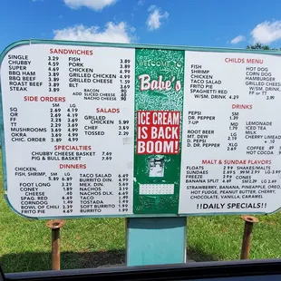 Babes drive thru menu 8-1-2020