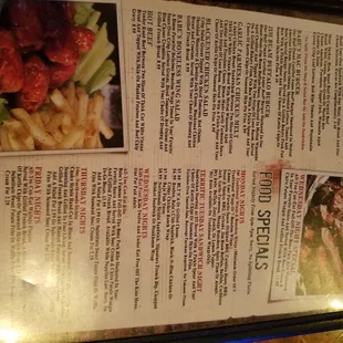 Menu had several options