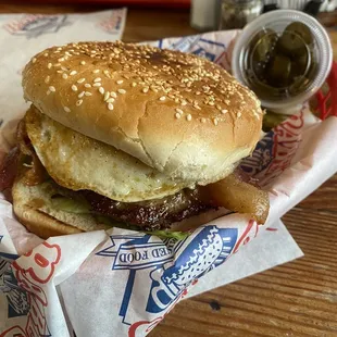 Bacon Cheeseburger w/ fried egg