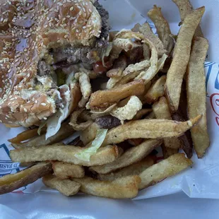 Regular Cheeseburger and fries