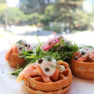 Gluten-free waffles with lox