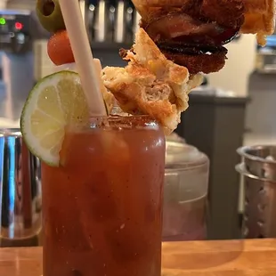 Chicken and waffle Bloody Mary
