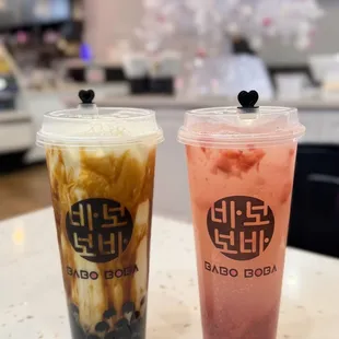 Tiger sugar boba and strawberry yakult