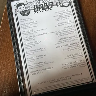 menu