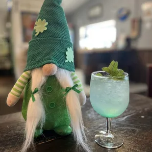 Non-alcoholic drink made of elderflower, mint, and seltzer water. Very light &amp; refreshing.