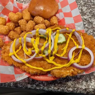 Amazing brother pork tenderloin! Perfect amount of crunch and the meat is very tender.